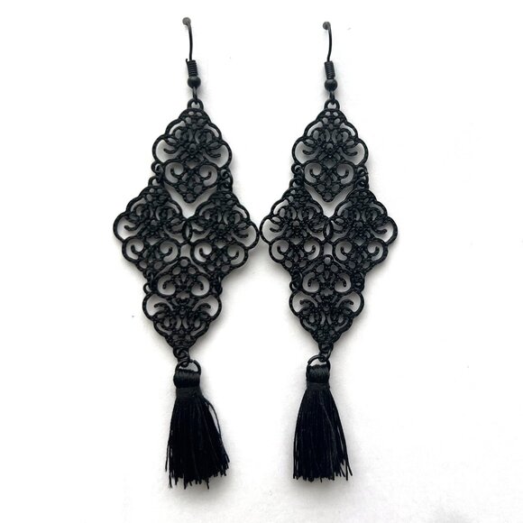 Lot of 5 pair of earrings, blue turquoise silver gold black - Picture 8 of 11